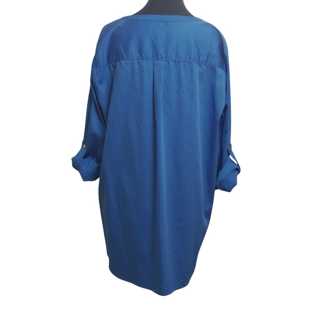 MICHAEL Michael Kors Cobalt Blue Button-Down Shirt XL Gold Buttons - Picture 3 of 14